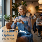 Denim Dress with Lantern Sleeves and a Mock Neck