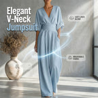 Women's Loose-Fit High-Waisted Jumpsuit with a V-Neck