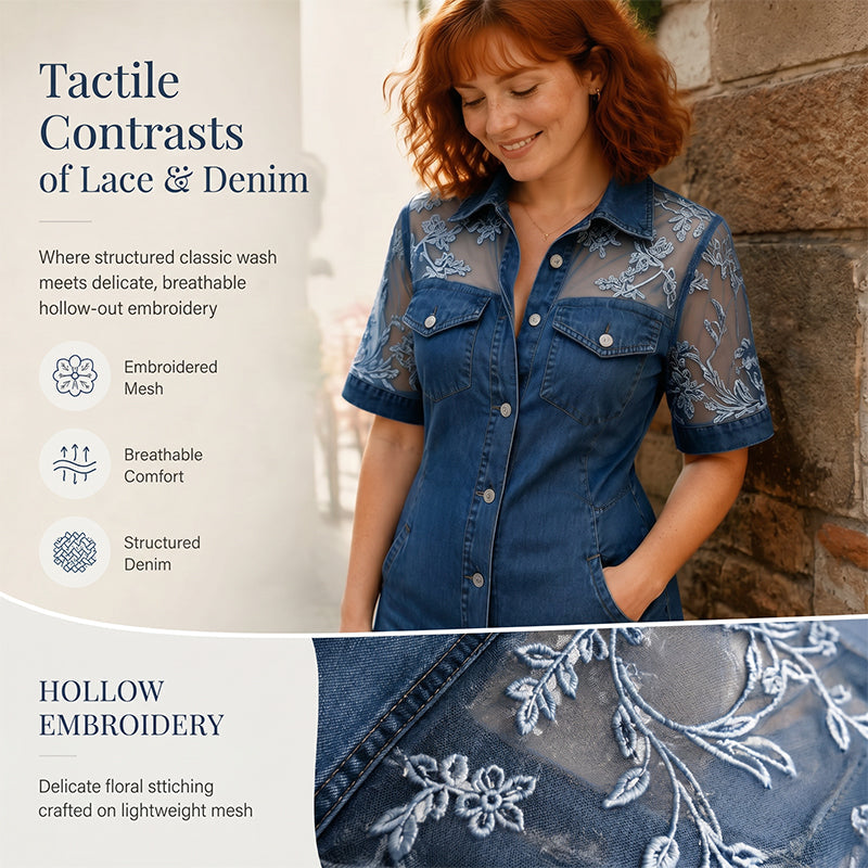 The Dress Everyone Will Ask You About ✨A flattering mix of denim texture and feminine lace details, designed to make you look effortlessly stylish for dates, parties, and weekend outings.