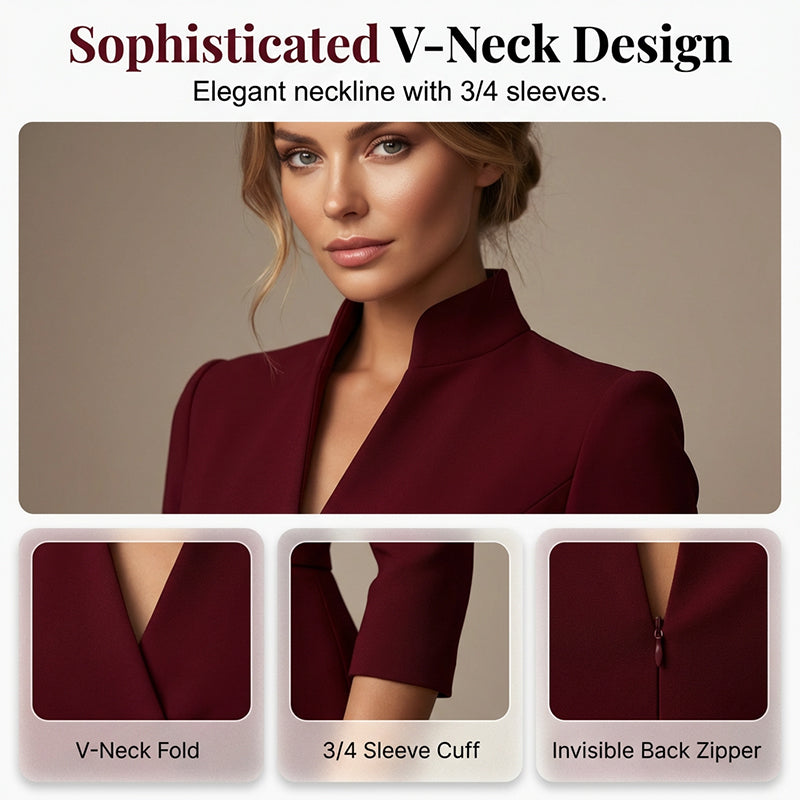 💖Elegant Stand Collar V-Neck Bodycon Dress