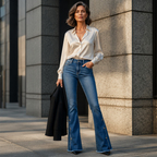 Women’s High-Waisted Washed Flare Jeans