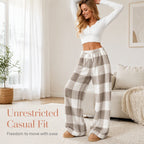 ⌛Limited-Time Offer-Women's Plush Plaid Wide-Leg Pants